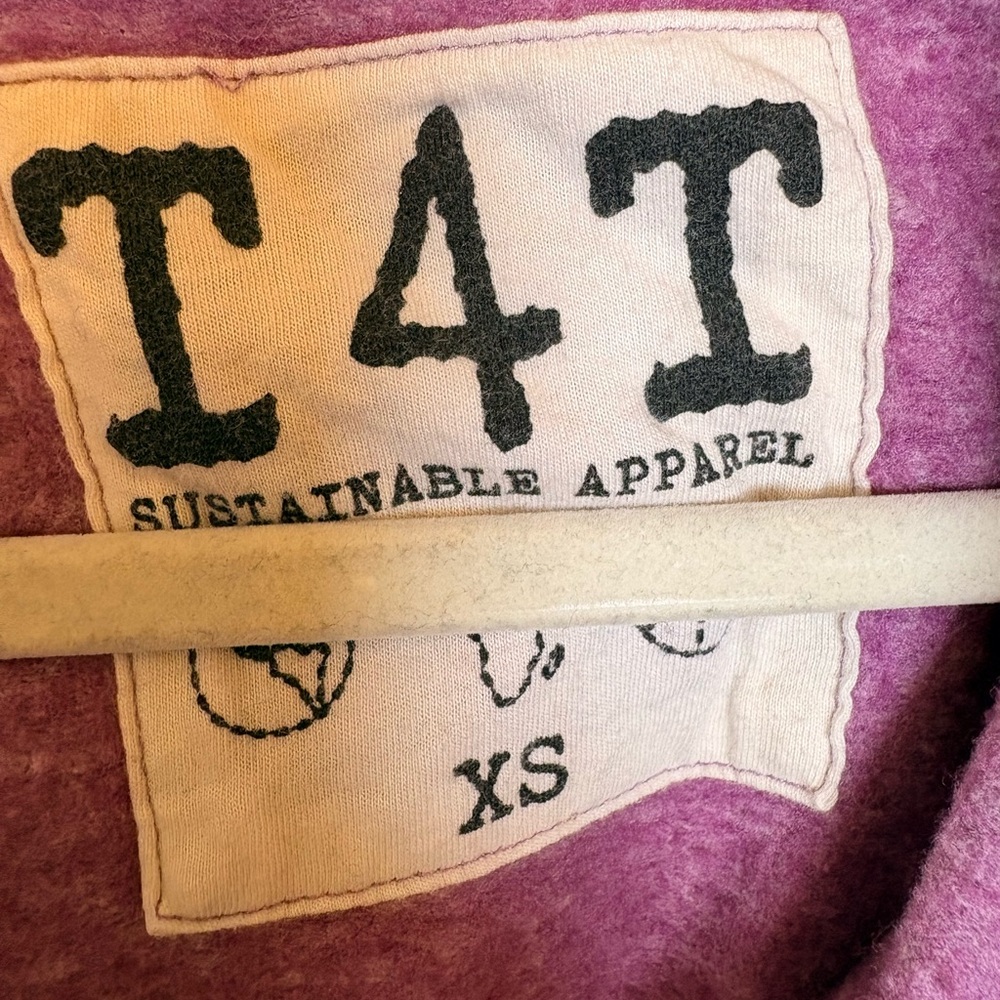 T4T Sustainable Apparel Purple Zip Hoodie Sweatshirt Cozy XS - Picture 4 of 6